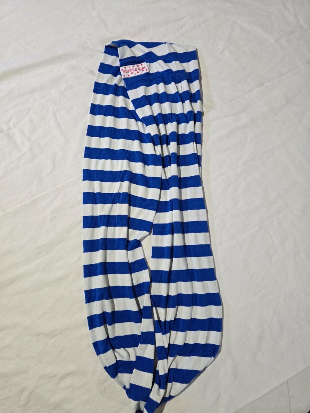 Ruffle Girl Blue White Striped Infinity Scarf Lightweight Loop Neckwear